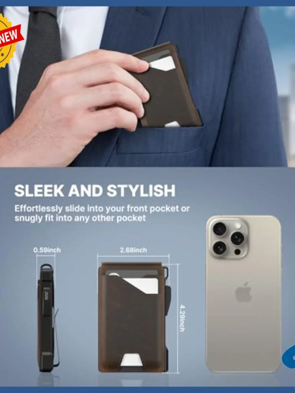 Slim RFID Blocking Wallet with Pop-Up Card Holder and Money Clip